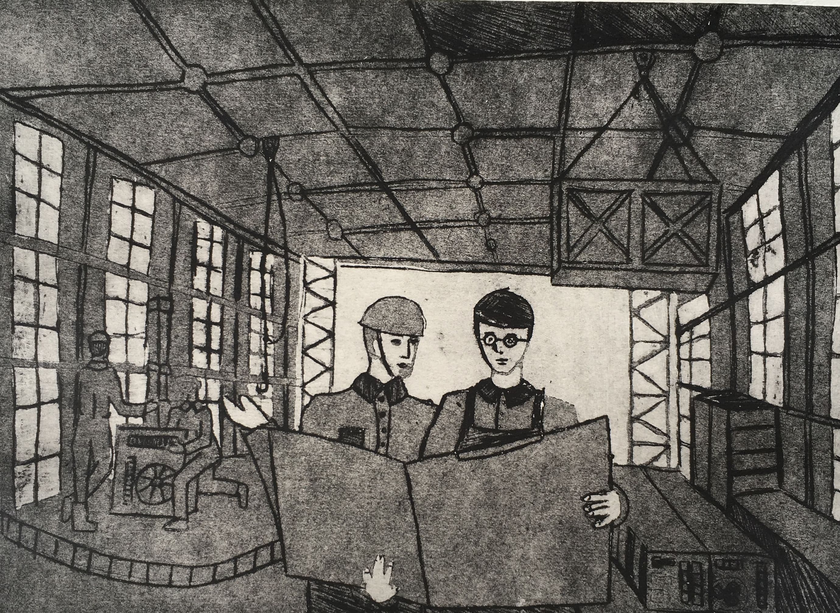 Климихина Милена. 14 лет. «Чертеж», гравюра на картоне. Преподаватель [В. В. Воронова](/teacher/vv-voronova)