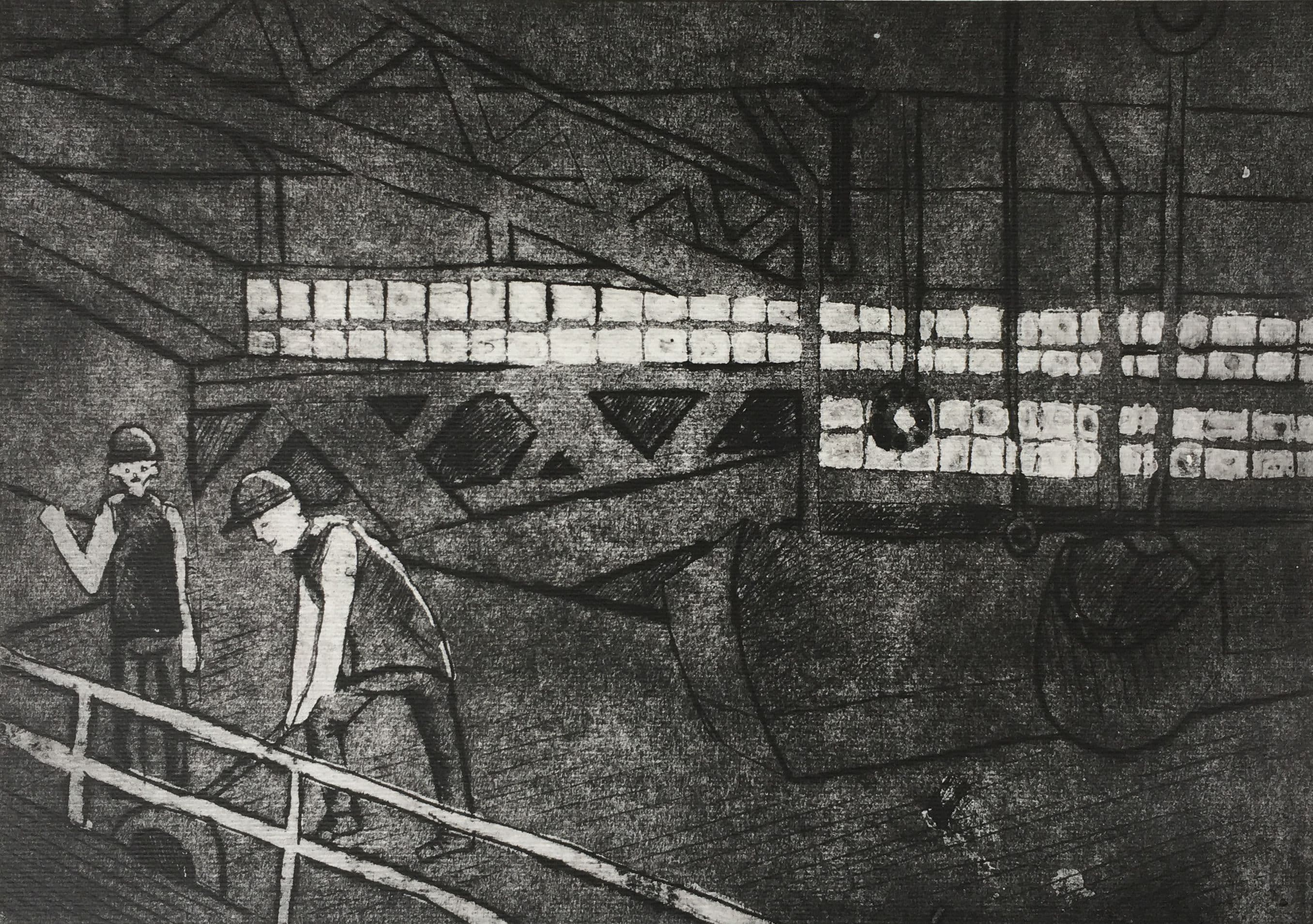 Пайо Арина. 14 лет. «За работой», гравюра на картоне. Преподаватель [В. В. Воронова](/teacher/vv-voronova)