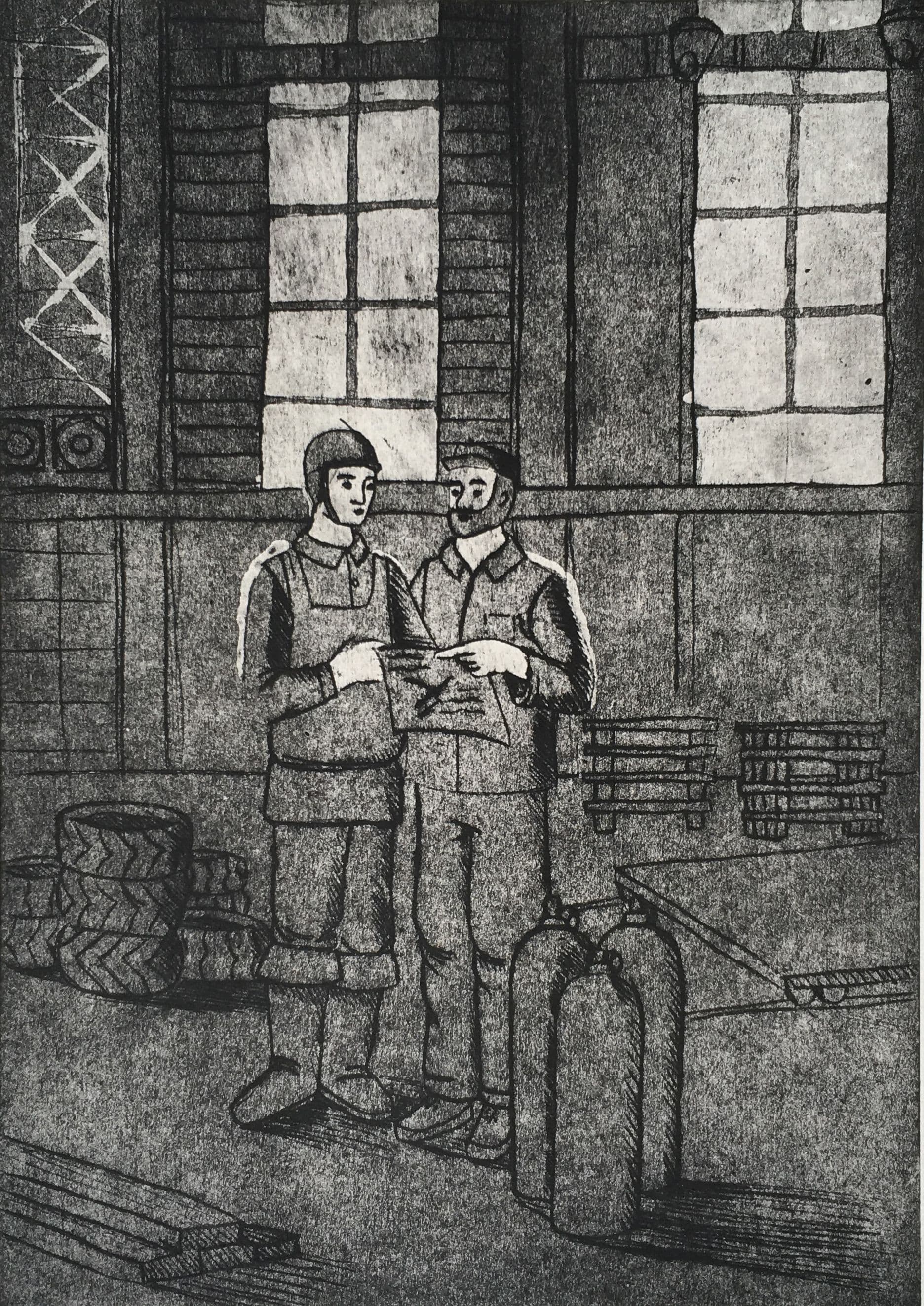 Прачук Алиса. 14 лет. «Диалог», гравюра на картоне. Преподаватель [В. В. Воронова](/teacher/vv-voronova)