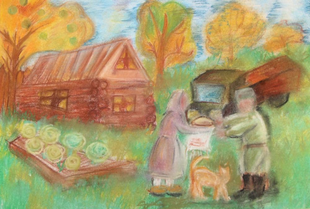 "Возвращение", Александра Рыбинцева (12 лет), пастель, преп. Ясенева И. А.