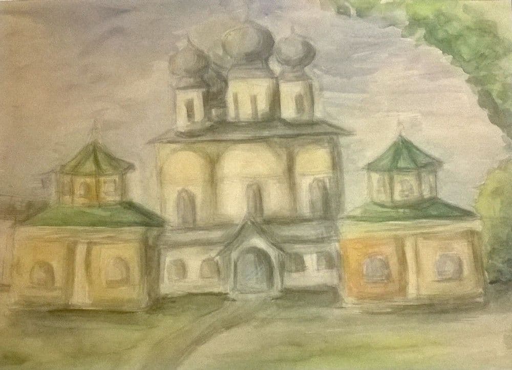 "Пейзаж", Гладких Виктория (14 лет), акварель, преп. Ясенева И. А.