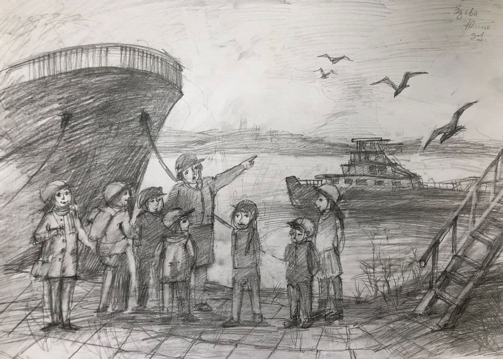 Зуева Юлия. 13 лет. «Рассказ о том, как строят корабли», карандаш. Преподаватель [С. А. Латыпова](/teacher/sa-latipova)