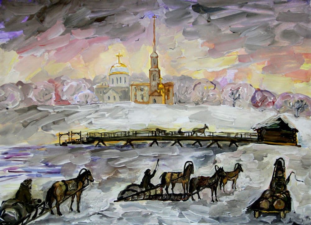 Белоконева Альбина. 14 лет. "Старый Кронштадт", гуашь. Преподаватель Н. А. Мельникова