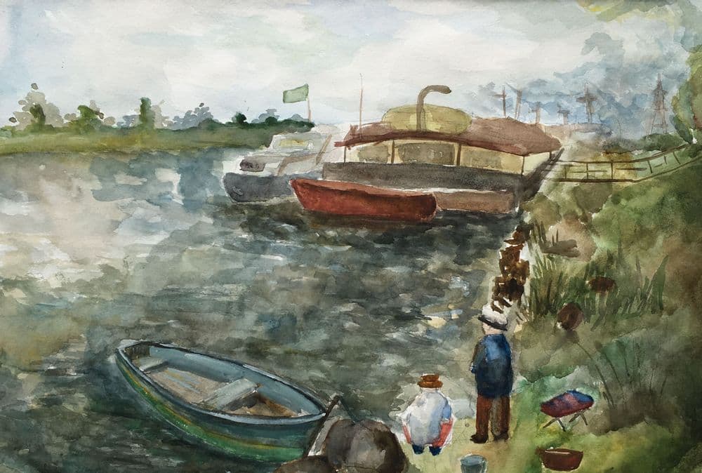 Смирнова Анна. 15 лет. «Юные рыбаки», акварель. Преподаватель А. Ю. Орлова