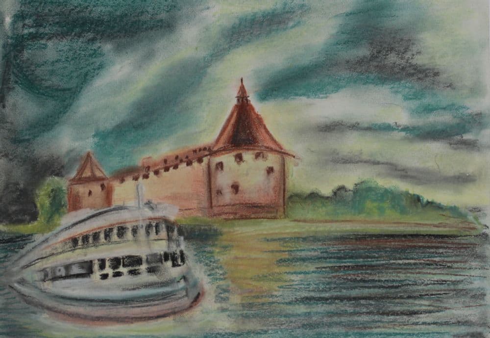 "Крепость", Ясенев Яков (12 лет), пастель. Преп. Ясенева И. А.