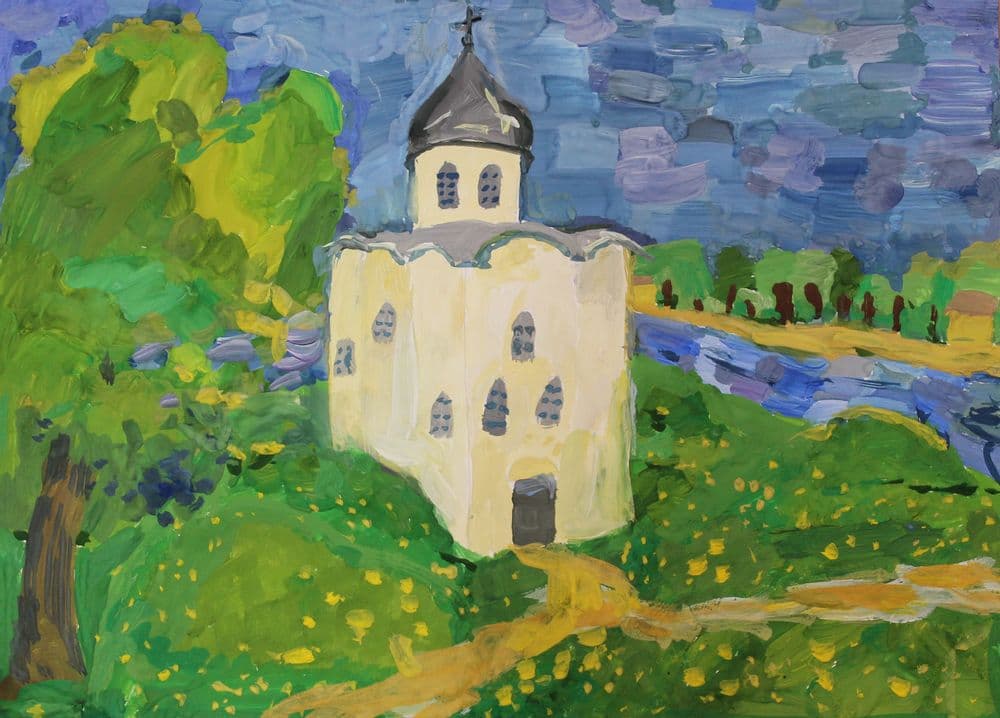 "Старая Ладога", Ким Анастасия (8 лет), гуашь