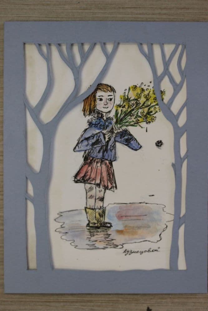 Кузнецова Юлиана 12 лет, декоративная графика, "Мимоза для мамы", преп. Латыпова С.А. Дипломант;