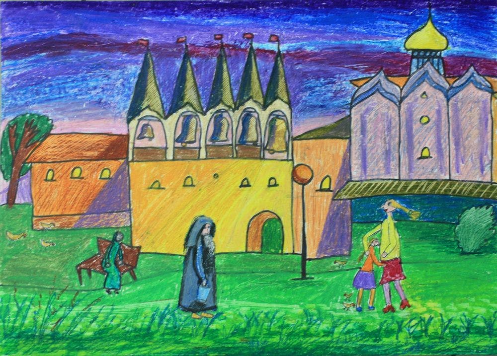 "На монастырском дворе", Ковалик Лиза (10 лет), преп. Глок Н. И.